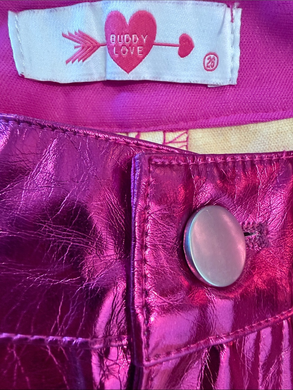 Buddy Love Metallic Electric Pink Pants 26 NWOT - Picture 8 of 9